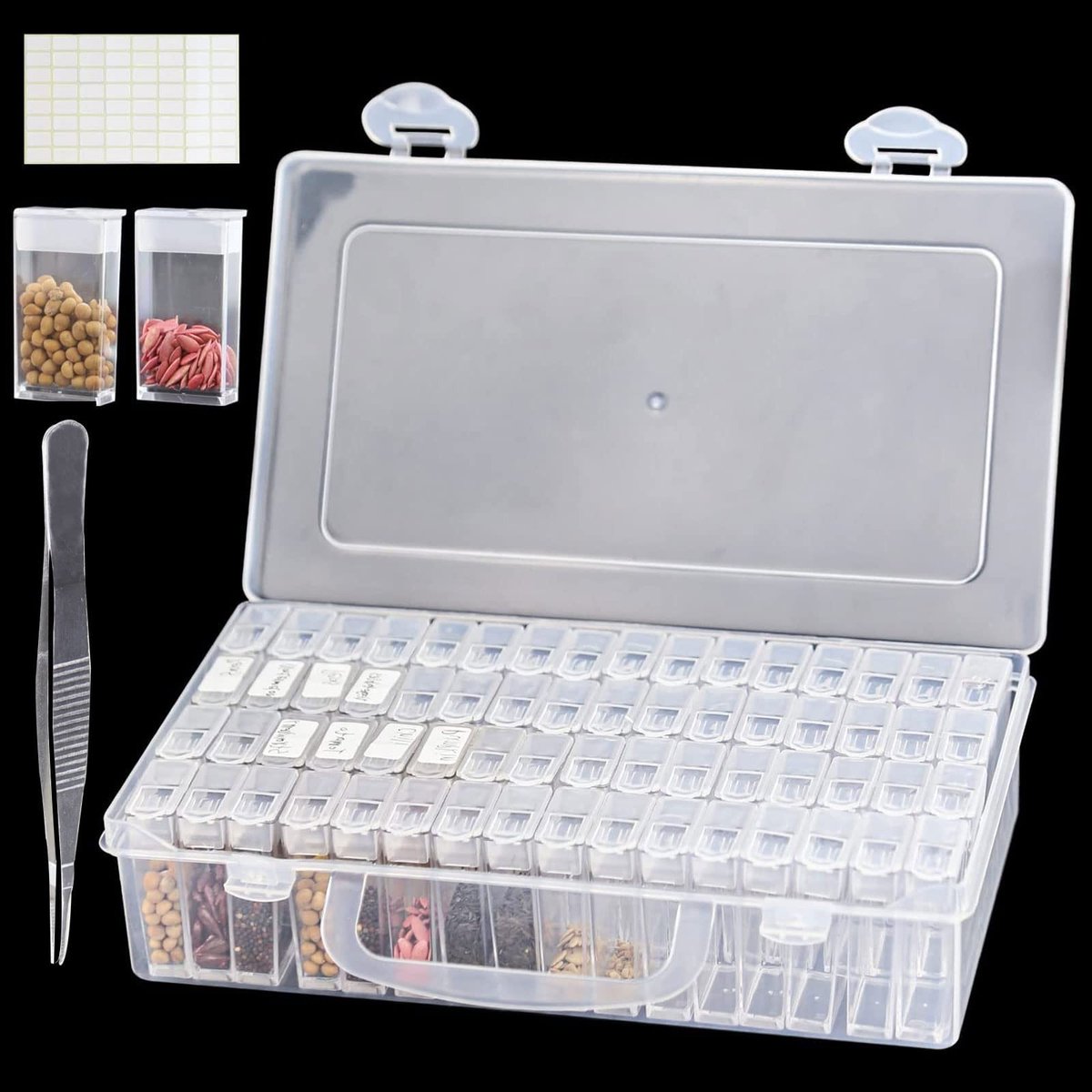 Omgoods - 64 Slots Zaden Organizer met Labelstickers en Tweezers