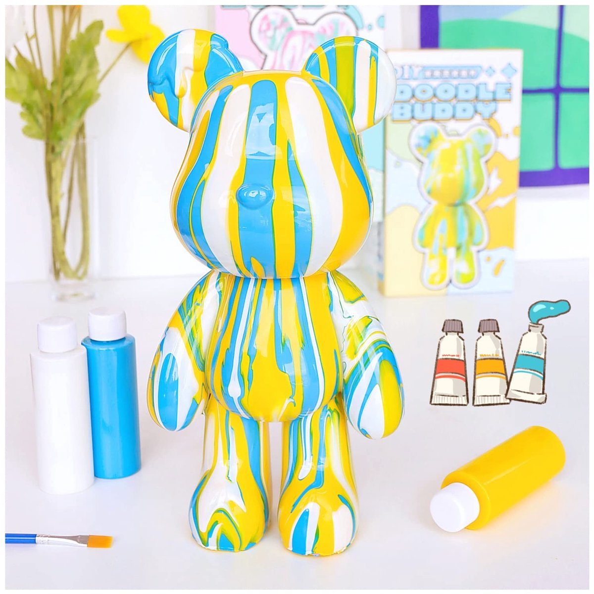 Omgoods - Creatieve DIY Verfset voor Liquid Bear Beeldje - Multikleur voor Thuisdecoratie