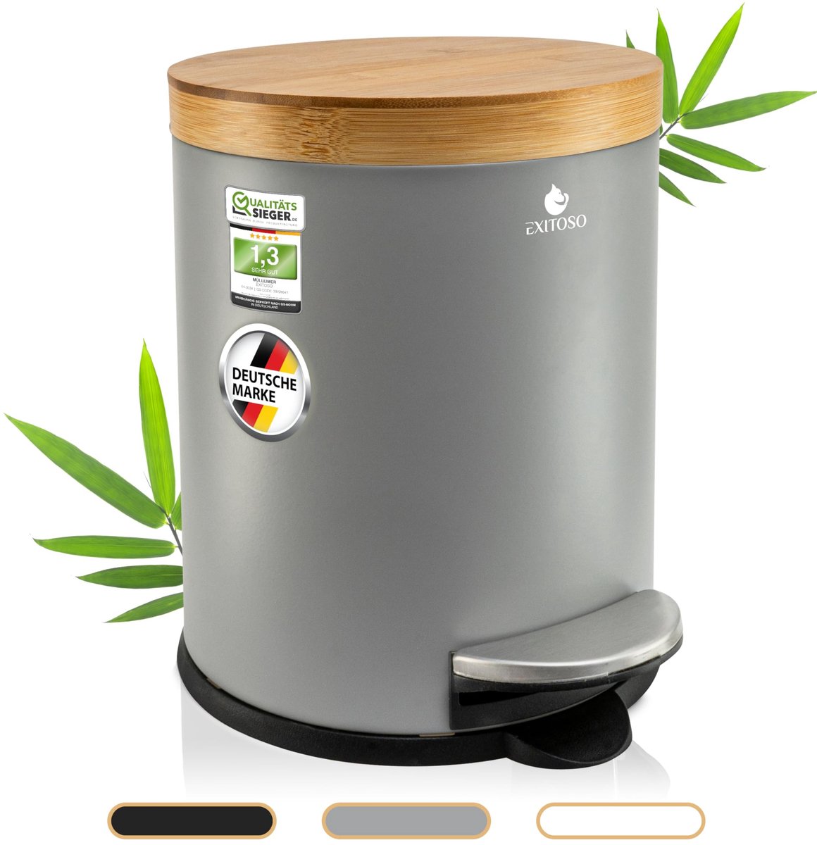Omgoods - 5L Afvalbak voor Badkamer - Met Bamboo Houten Deksel