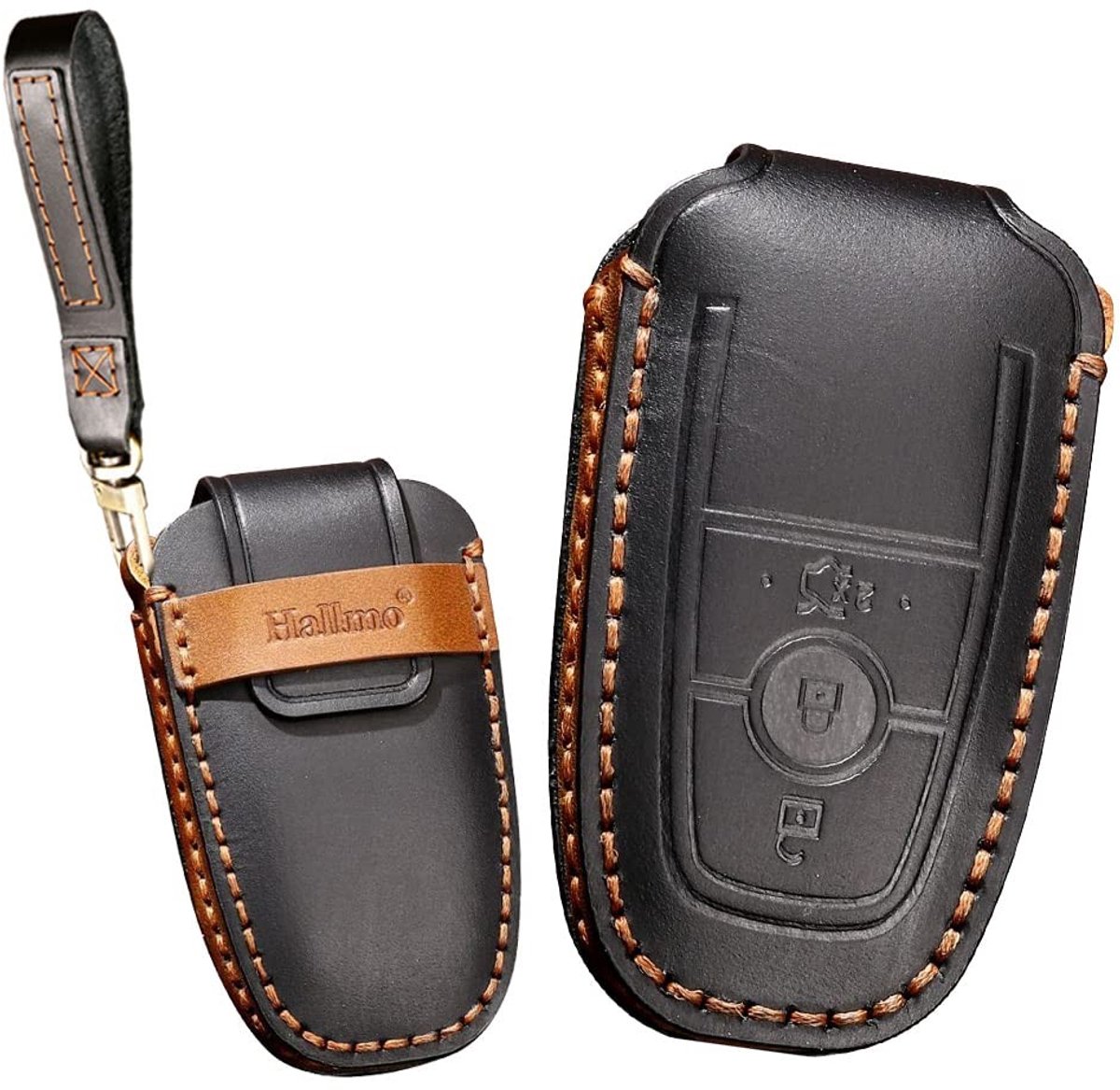 Omgoods - Car Key Protective Case voor Ford Modellen - Leer Sleutelcover met Keychain