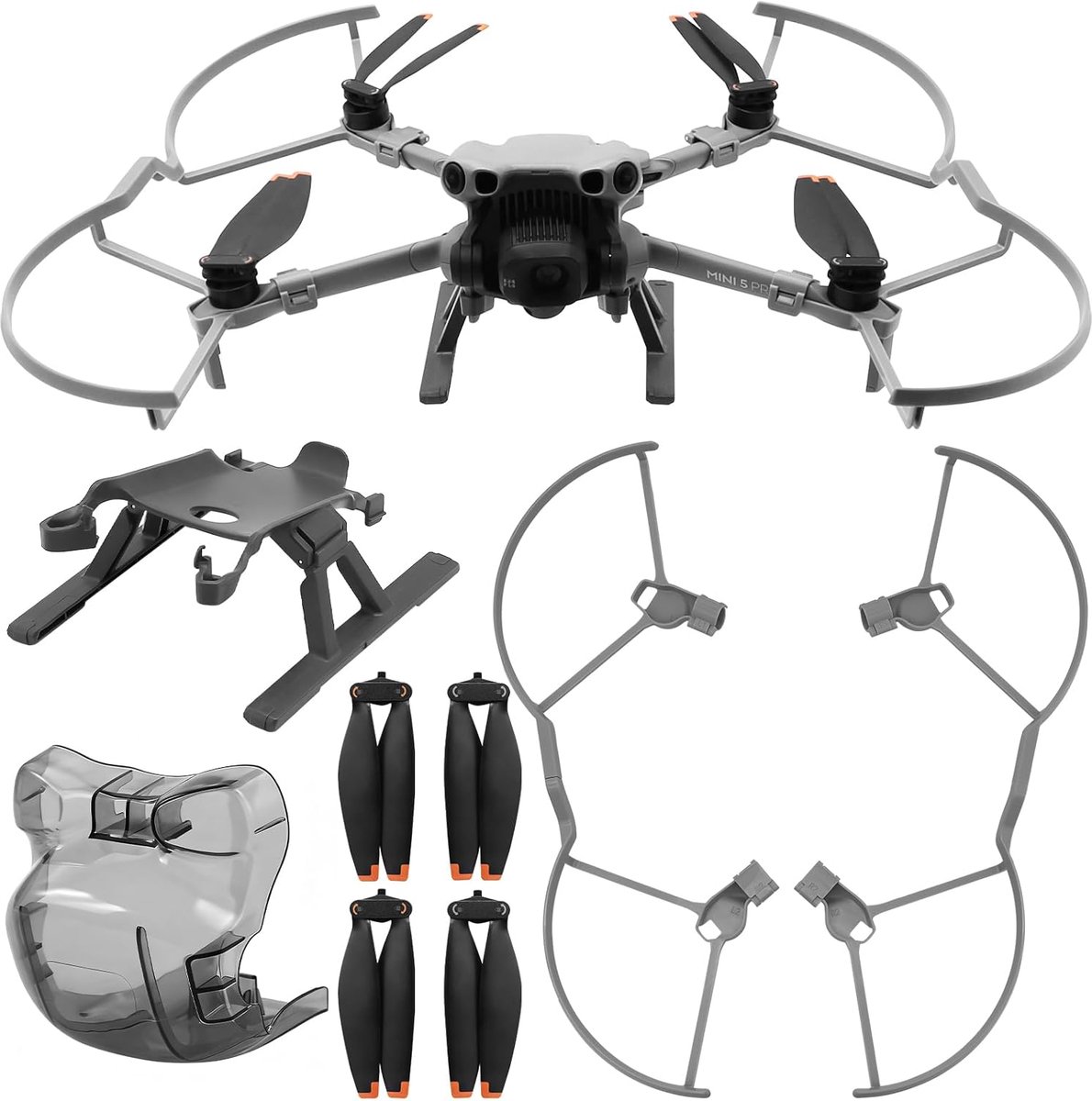 5 Pro Propellers bescherming, met propellerbescherming, landingsframe, poten, gimbal, beschermafdekking, cameralens, afsluitkap, verlengvoetjes voor DJI Mini 5 Pro drone, accessoires