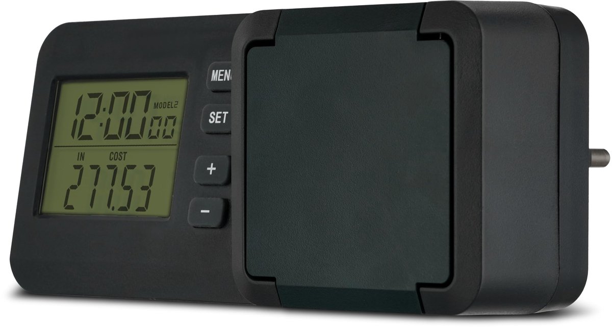 SnelShoppen - REV Stroommeter - Energiekostenmeter voor Balkonkrachtcentrales - IP44 Waterdicht - Antraciet-Groen - Meet Stroomverbruik