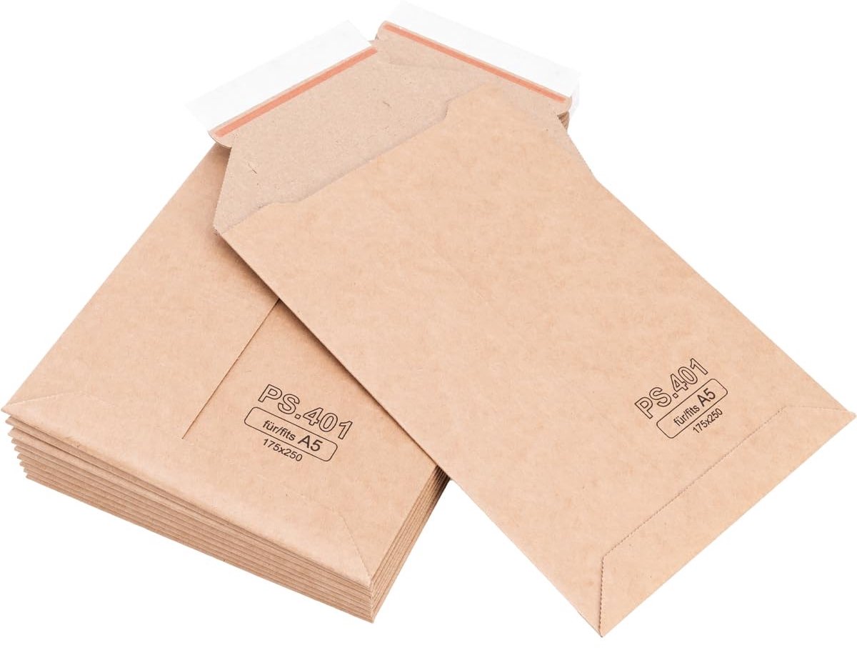 Omgoods - 10 Verzendtassen van Karton 175 x 250 mm - Bruine Golfkartonnen Verzendzakken