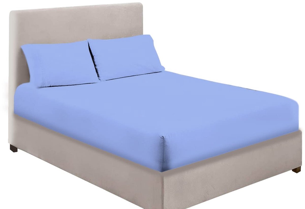 Omgoods - Extra Diepe Fitted Sheets, 100% Egyptisch Katoen, 40 cm Diepte, Blauw, Double