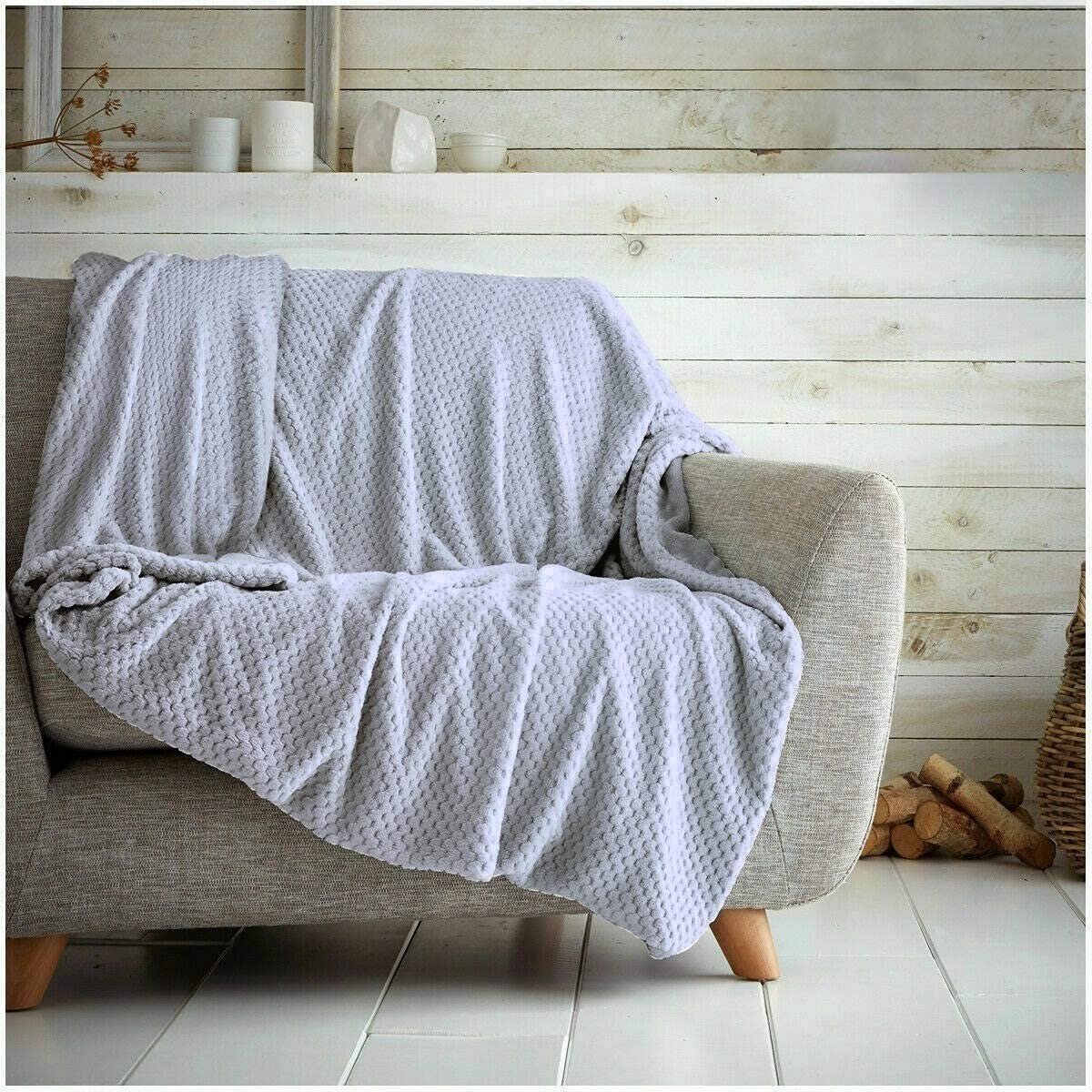 Omgoods - Waffle Bedspread Honeycomb Dekentje - Grijs Zilver 125 x 150 cm