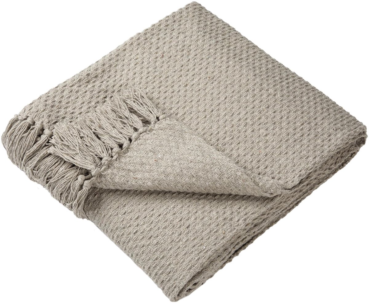 Omgoods - Drift Home Natural Plaid met Kwastjes 180x130 cm - Duurzame Geweven Deken