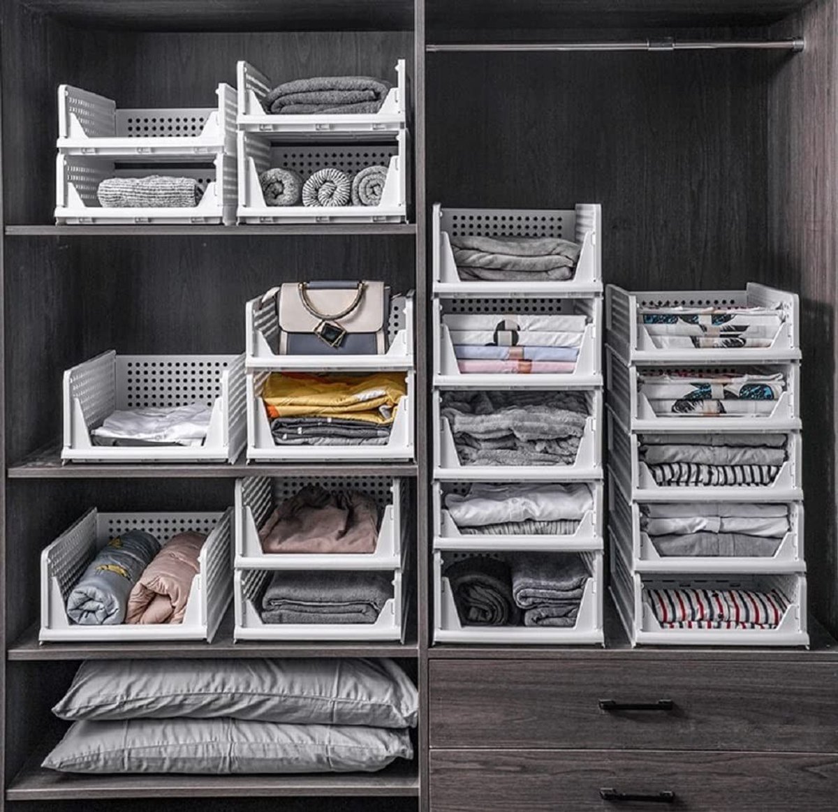 Omgoods - Opbergbox Set van 2 - Witte Organisatoren voor Kasten en Badkamer