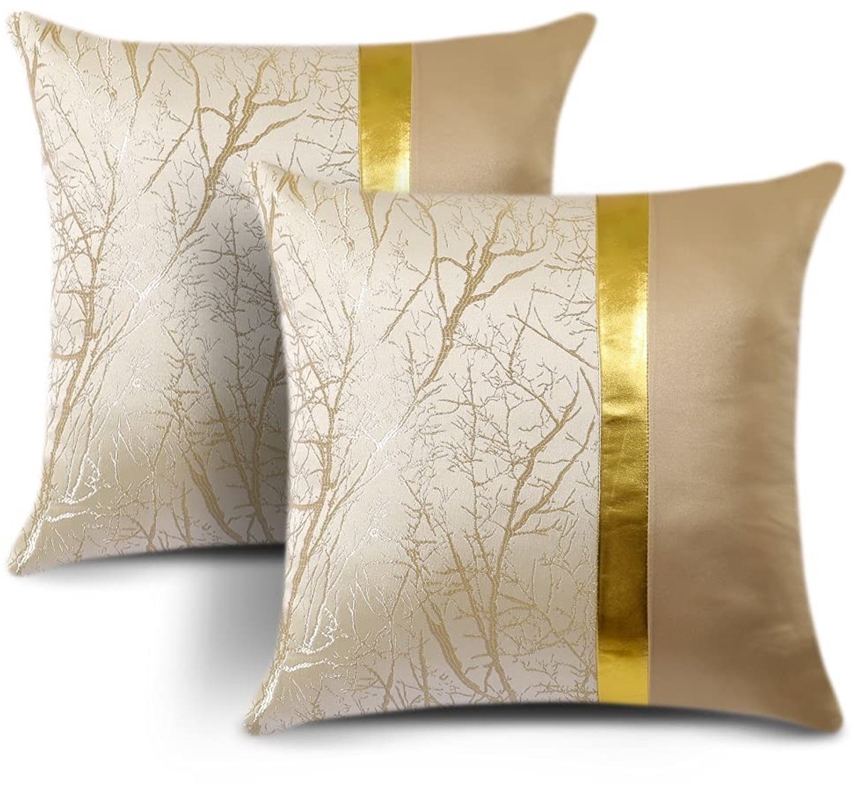 Omgoods - Set van 2 Luxe Kussenhoezen 45 x 45 cm Beige