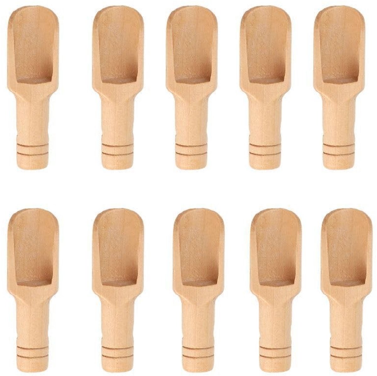 Omgoods - Set van 10 Houten Lepels met Lange Steel