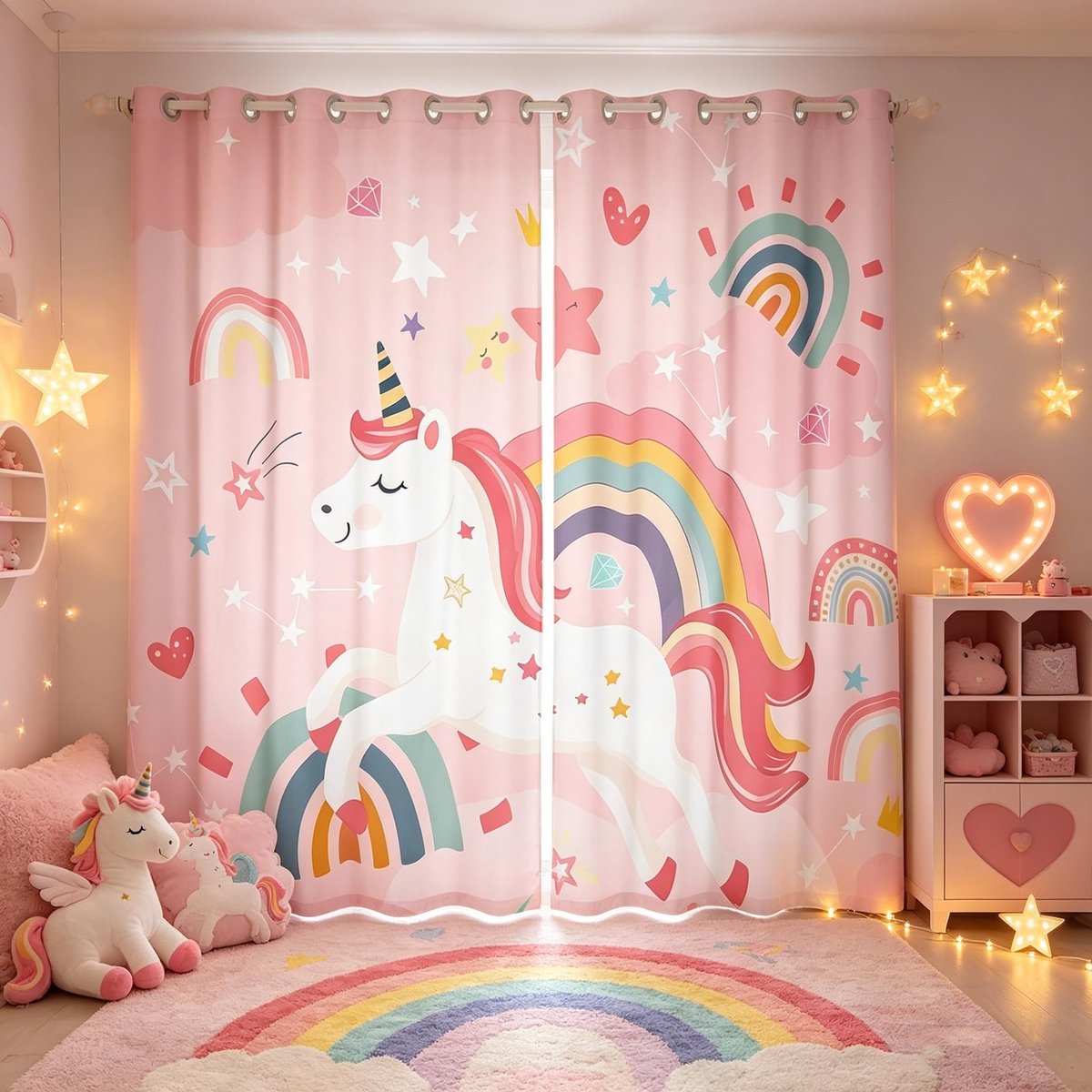 Omgoods - Schattige Eenhoorn Gordijnen - Rainbow Decor voor Kinderen en Tieners