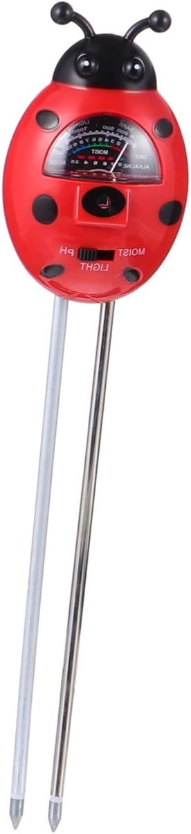 Bodemtester 3-in-1 - PH meter Vochtmeter - Plantenverzorging Thuis - Meet Vocht PH Licht - 25 cm - Rood