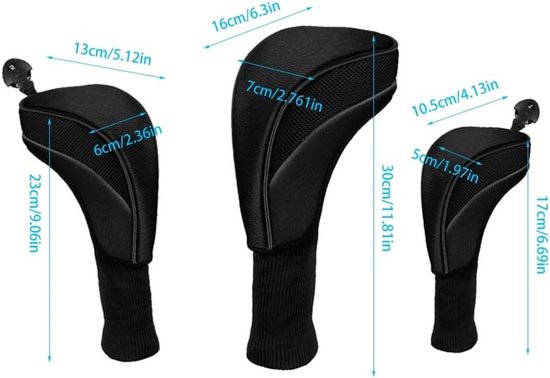 Allecto- Golfclubs Hoofd Covers - Golf IJzer - Verwisselbare Nr. Tag - Nieuwigheid - Hout Club - 3 Stuks met Kleur Optie - Compatibel voor Verschillende Modellen - Golfaccessoire van Allecto — afbeelding 3