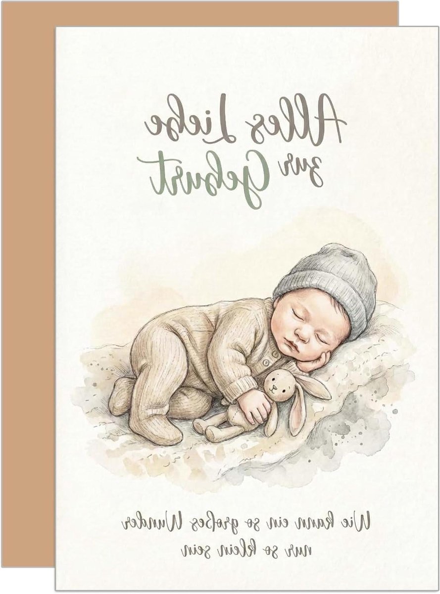 Geboortekaart met envelop - Babykaart felicitatiekaart - Geboorte vieren - Dubbele vouwkaart - 11.5 x 17 cm - Diverse