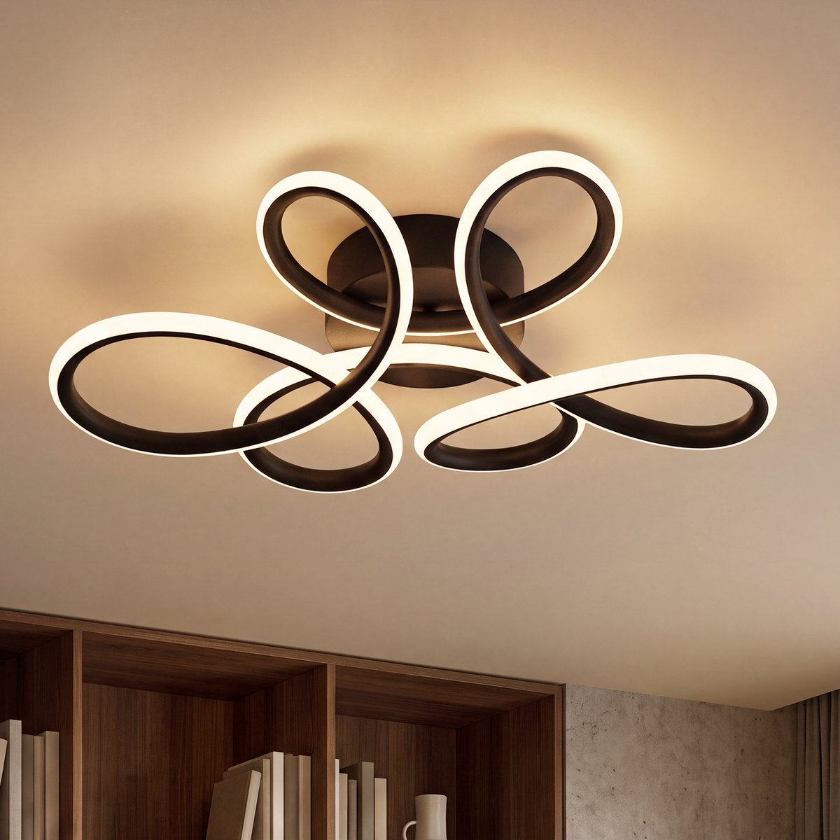 NETTLIFE LED Plafondlamp 24W - 3000K Warm Wit | Bloemdesign in Zwart Metaal | Moderne Deckenleuchte voor Woonkamer Slaapkamer & Keuken | Incl. LED - Zonder Flicker