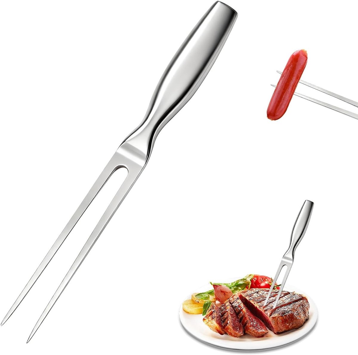 RVS Vleesvork 27 cm - Ideaal voor Grillen, Barbecue en Roosteren van Vlees, Kip en Varkensvlees