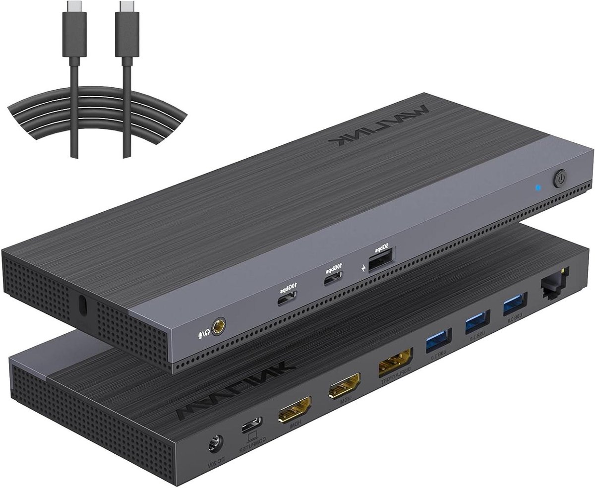 Docking Station - USB C Hub - Productiviteit Verhogend - Drievoudig Scherm Ondersteuning - 13 Poorten - Zwart