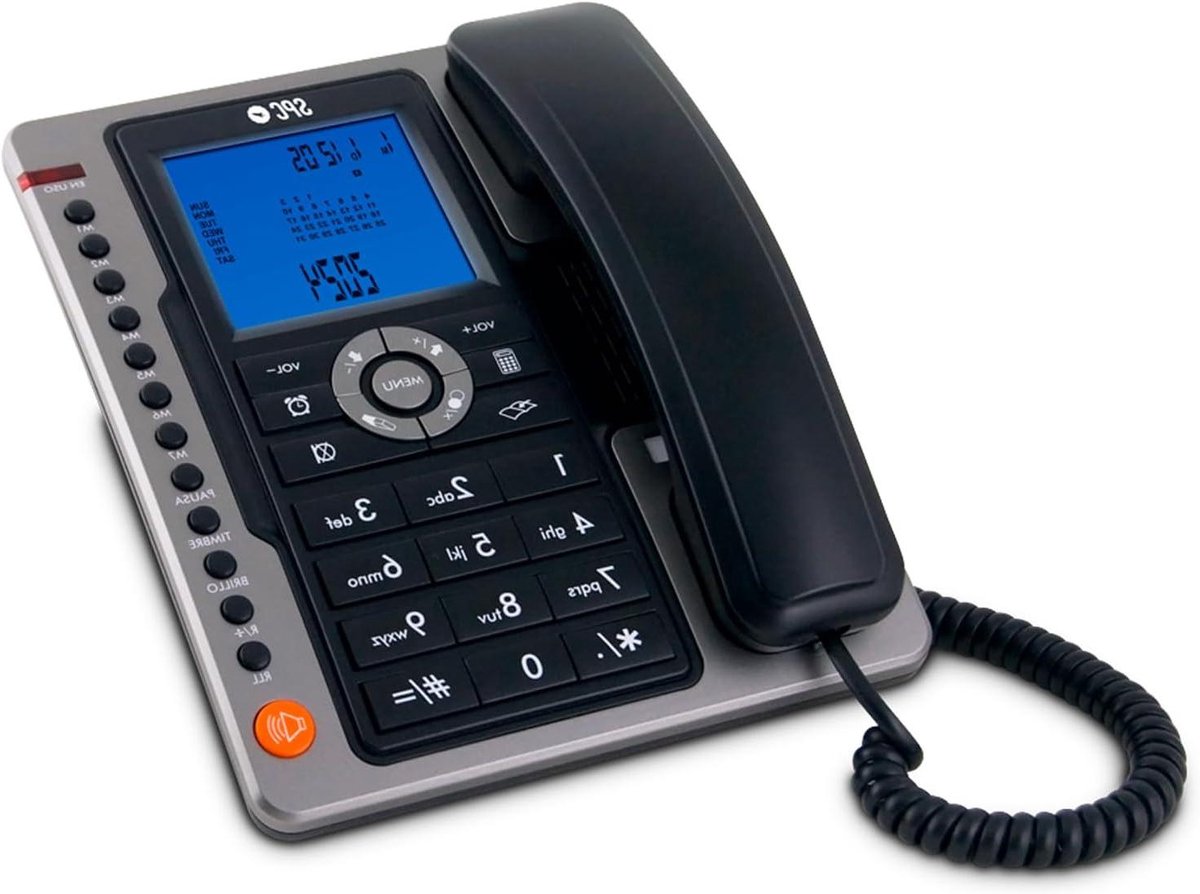 Vaste Telefoon - Tafeltelefoon Kantoor - Thuiswerken Bellen - Groot Verlicht Display - 7 Geheugenplaatsen - Zwart