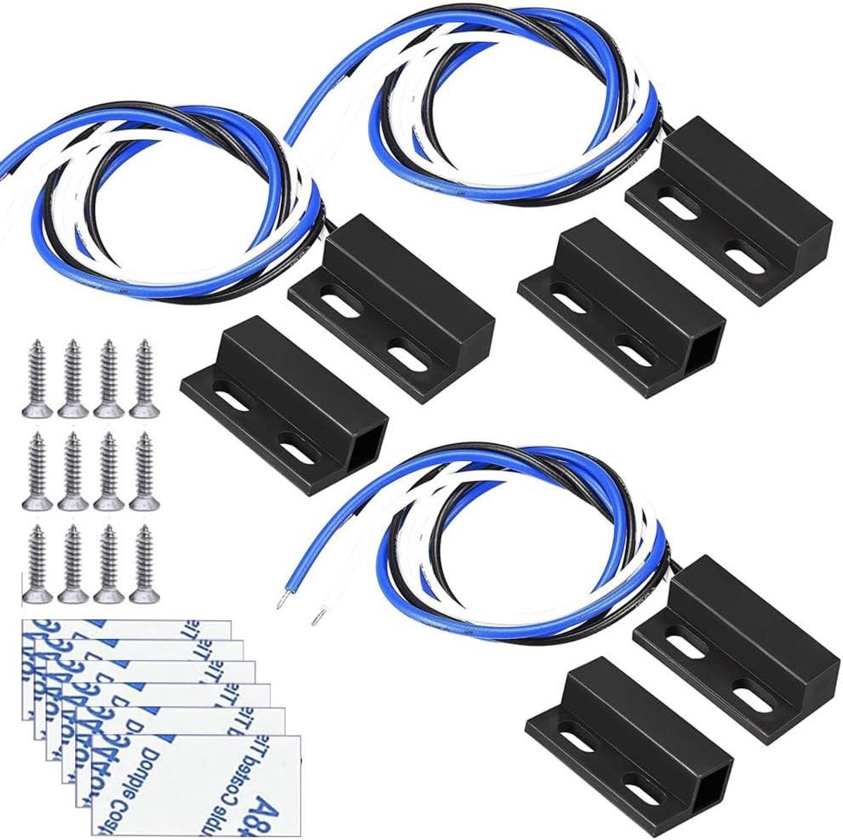 Magnetische Deursensor - Contact Schakelaar - Toegangscontrole - NO/NC Combinatie - 30 cm Kabel - Zwart