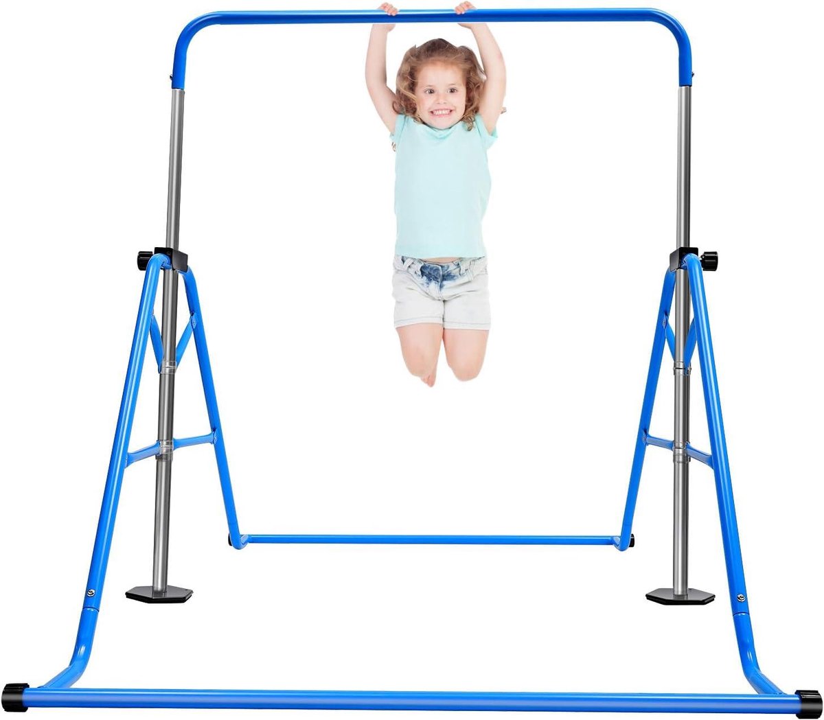 Gymnastiekbars - Klimtoren Kinderen - Binnen Spelen - 5 Hoogtes Verstelbaar - 107x148cm - Blauw