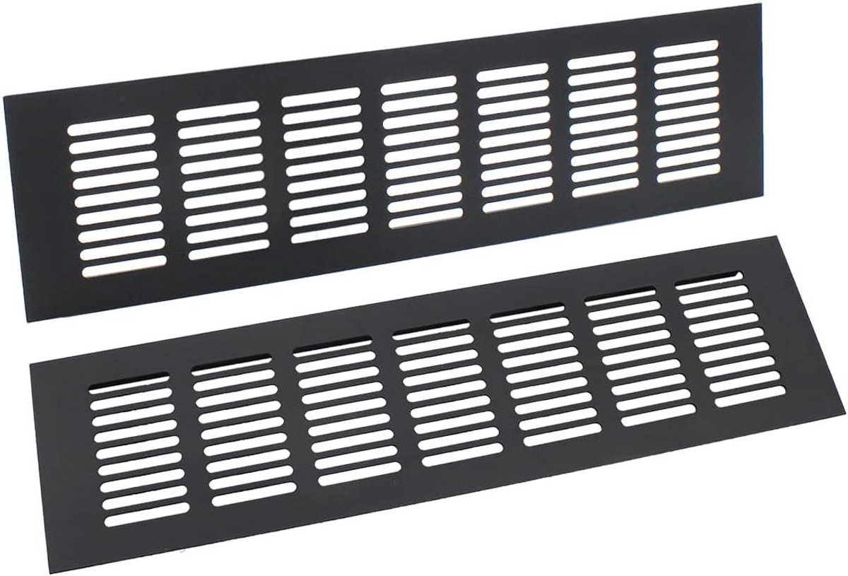 Ventilatie rooster - Louvered grill - Luchtstroom verbeteren - Corrosiebestendig aluminium - 80x300mm - Zwart
