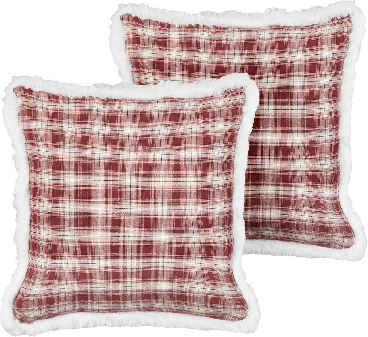 Beliani BROOKIES - Sierkussen set van 2 - Donkerrood - 45 x 45 cm - Polyester