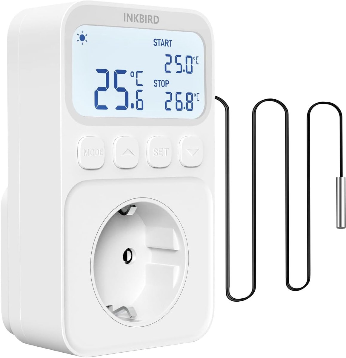 Thijox - Inkbird C216T Thermostaat Stopcontact | Digitale Temperatuurregelaar met Sensor voor Verwarming en Koeling, Programmeerbare Timer, LCD Scherm