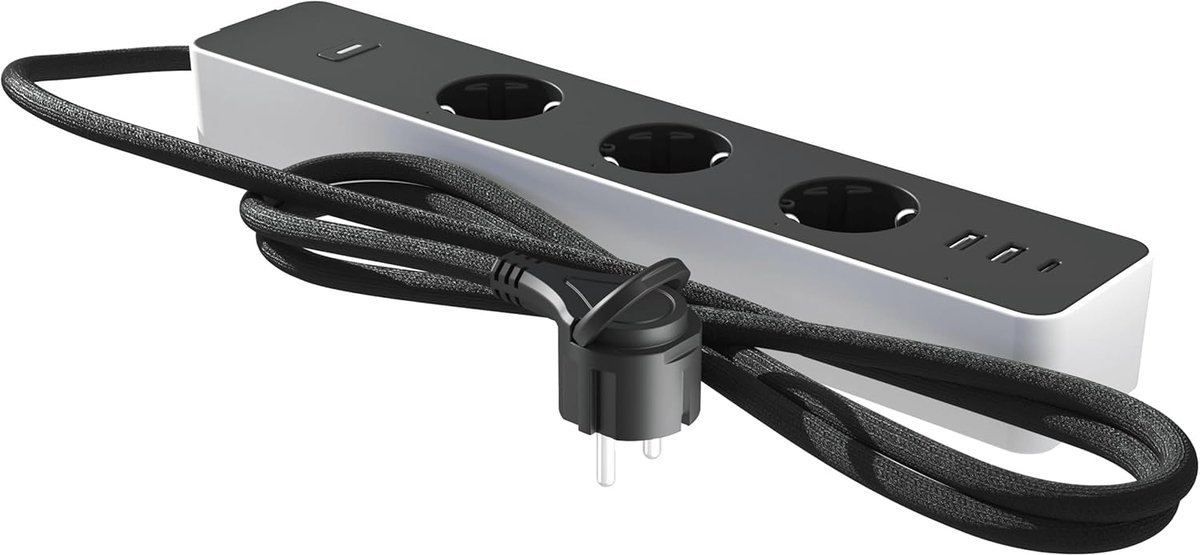 Thijox - Smart Stekkerdoos met Bluetooth en Wi-Fi, 4 Stopcontacten, 2 USB-A, 1 USB-C Snelladen, 16A, 3680W, Timer en Energiemonitoring, Ideaal voor Th