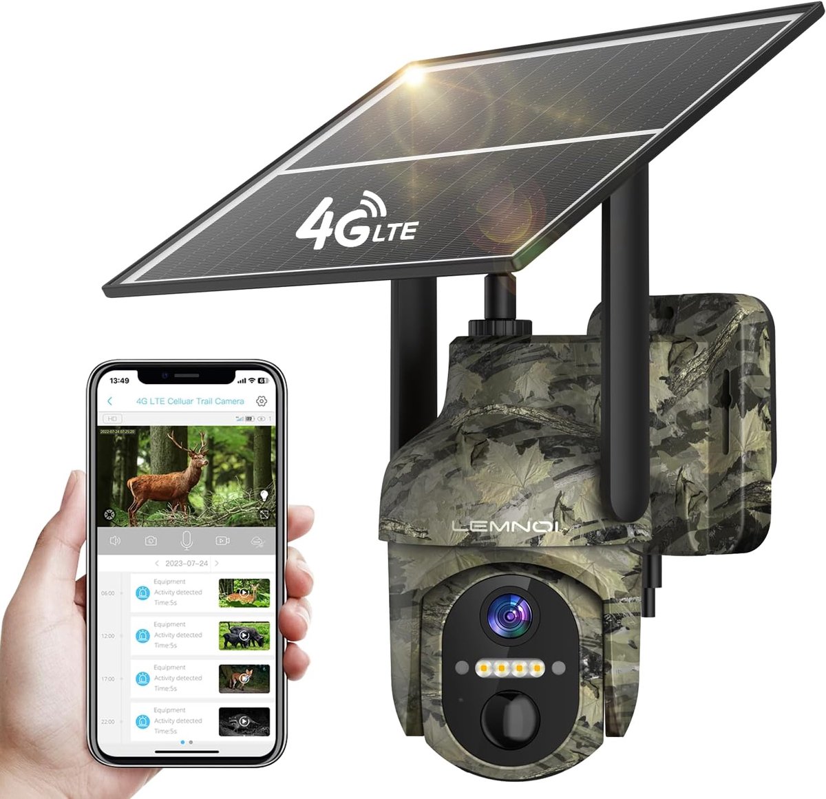 Thijox - 4G Beveiligingscamera Wildcamera zonder WiFi, 2K HD Kleur Nachtzicht, PIR Bewegingsdetectie, Weerbestendig met SIM-kaart en Zonnepaneel voor