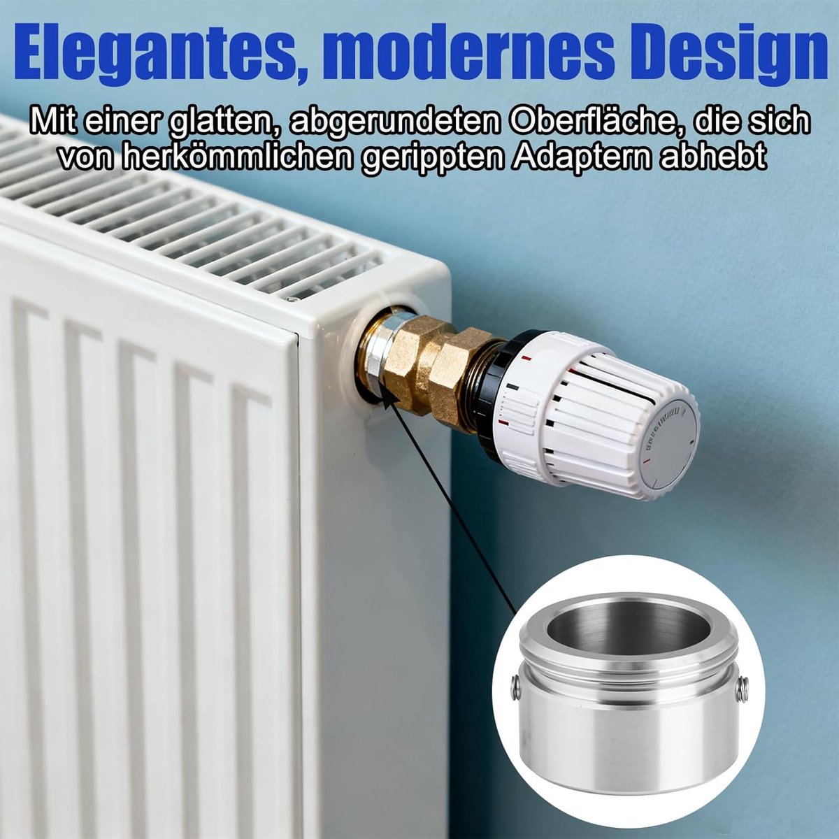 2x Thermostaatadapter Radiatorkraan M30x1.5 voor RA/RAV/RAVL Kleppen