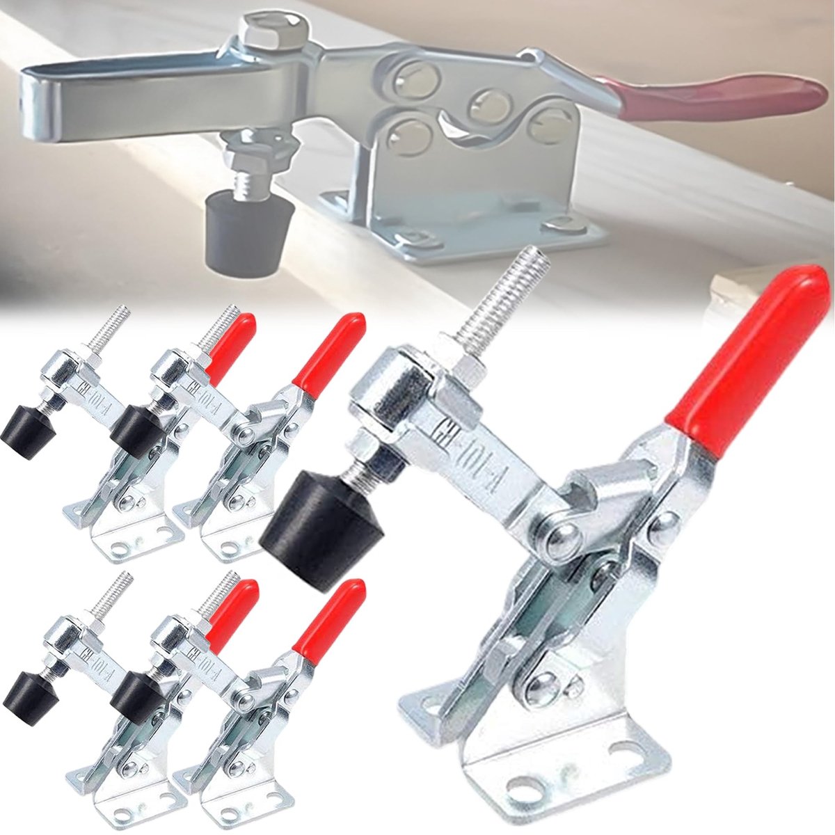 Inovra - Toggle Clamp - Heavy Duty Klem - Antislip Handgereedschap - Rood - Klemkracht tot 180kg - Voor kasten en deuren - Model GH-101-A