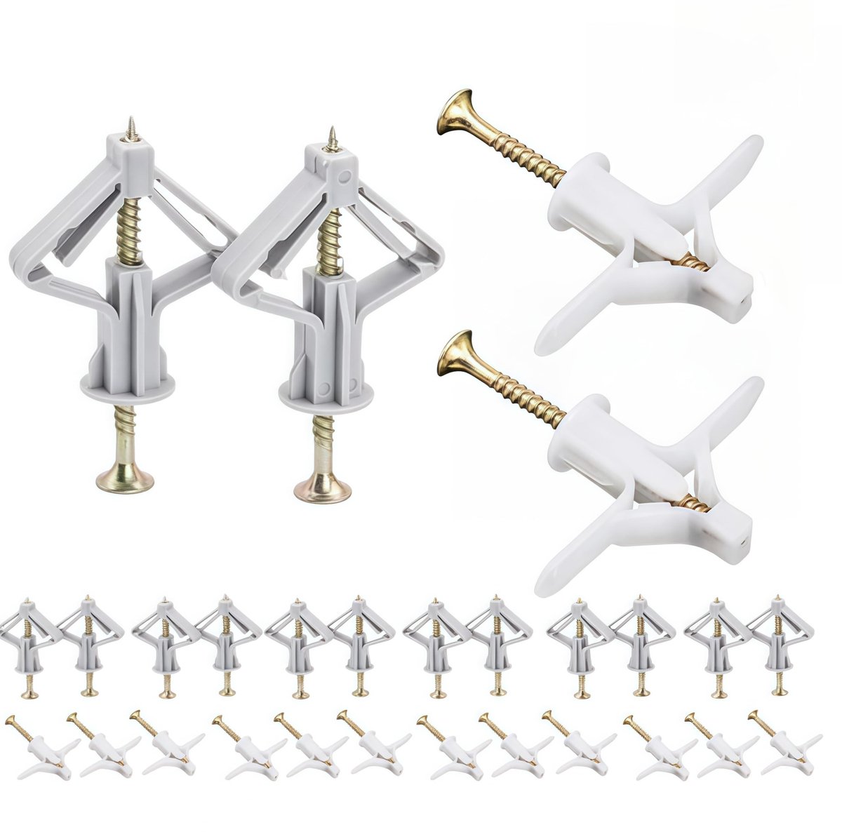 Dailygoods- Gipsplaatpluggen 100 Stuks - Vlinder-/Vliegtuig Spreidpluggen - Geschikt voor 8-10 mm - Plaatdikte 8-15 mm - Robuuste Kunststof - Roestvrij Stalen Schroeven - Hollewandpluggen