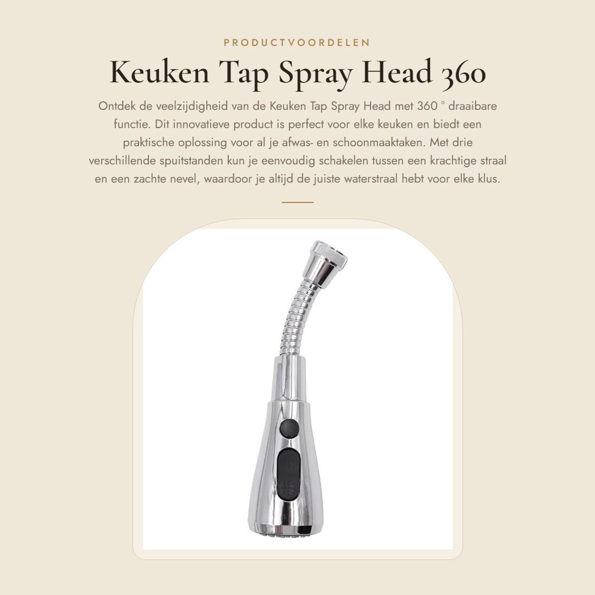Dailygoods- Keuken Tap Draaibaar 360° - Vervangingsspraykop - Gootsteenkraanbeluchter - Koper/Roestvrij Staal - 3 Modi - Geschikt voor Aanrecht/Badkamer - Sproeikop