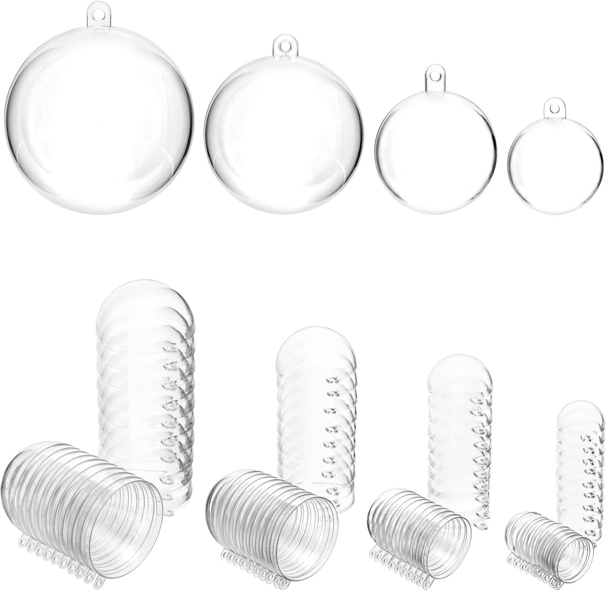 Thijox - 40 Stuks Transparante Plastic Ballen 3cm, 4cm, 5cm, 6cm - Kerstballen om te Vullen voor Feest, Decoratie, Kinderen, Tuin, Creatieve DIY Proje
