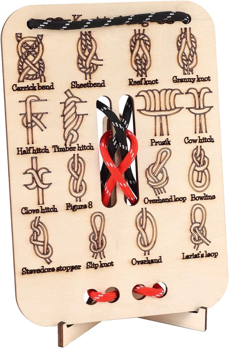 Training Board met 16 Essentiële Knoppen, Inclusief Beugel en 4 Nylon Touwen voor Buitenactiviteiten, Overleving, Klimmen en Kamperen