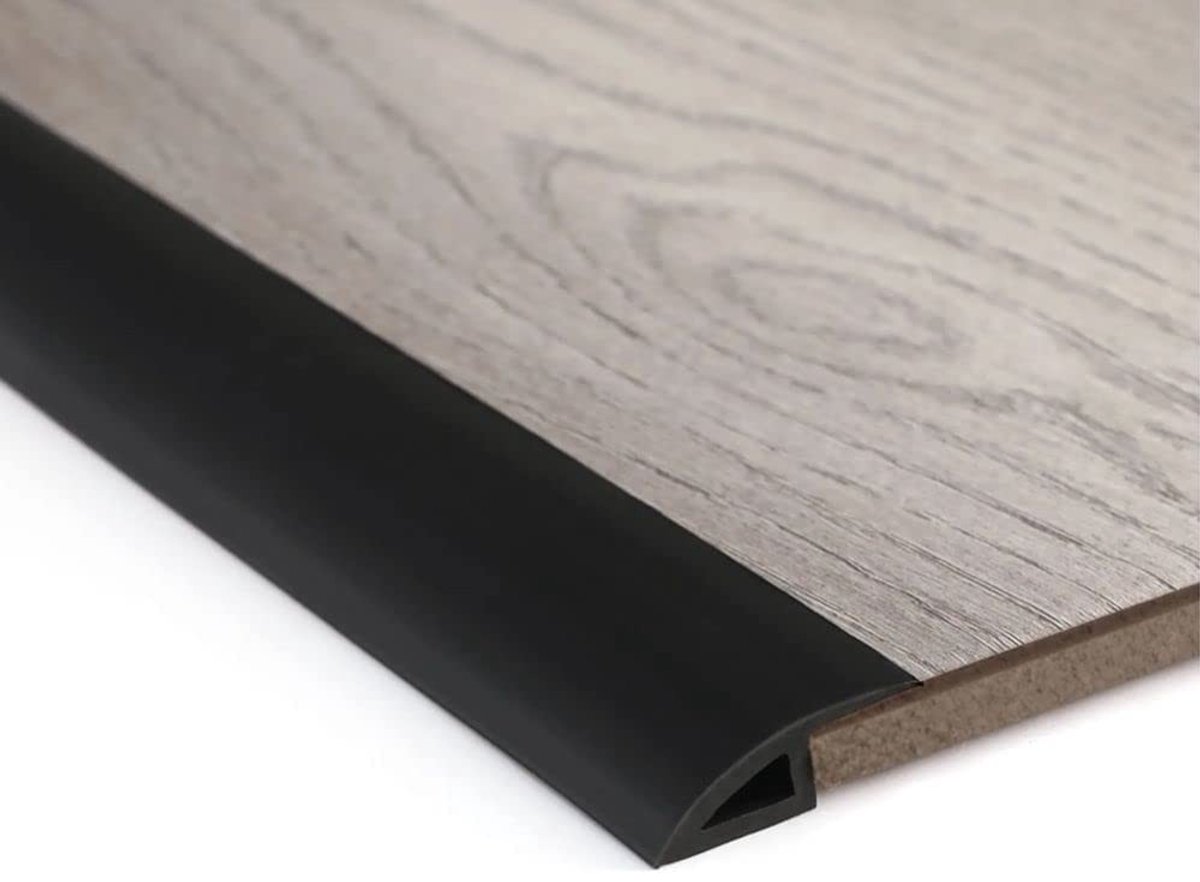 Zelfklevende PVC Drempelstrip voor Laminaat en Tegels - Zwart - Ideaal voor Deuren en Overgangen (Hoogte Binnen 10mm)