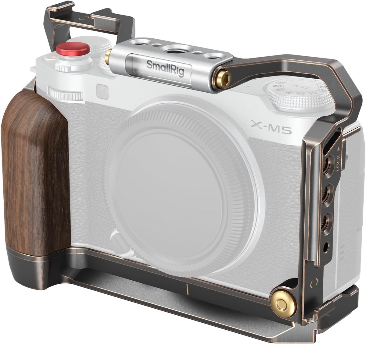 Retro Cage voor FUJIFILM X-M5 met Houten Handgreep, Snelle Bevestiging en Accessoires voor Videografie