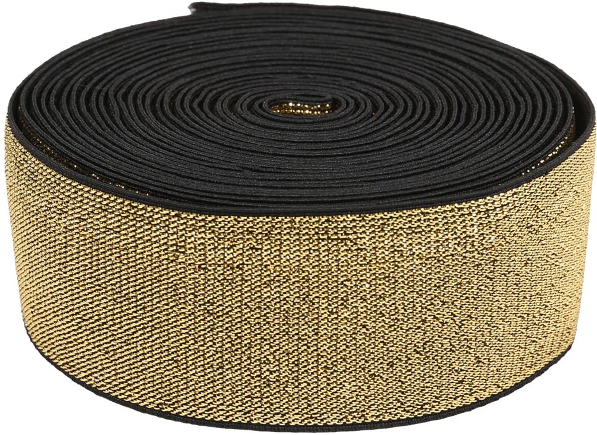 Elastiek, 5 m, goud, zilver, glitter, elastiek, tailleband voor schoenen, kledingstuk, broek, doe-het-zelf, kleding, accessoires, 30/40/50 mm (zwart, 40 mm)