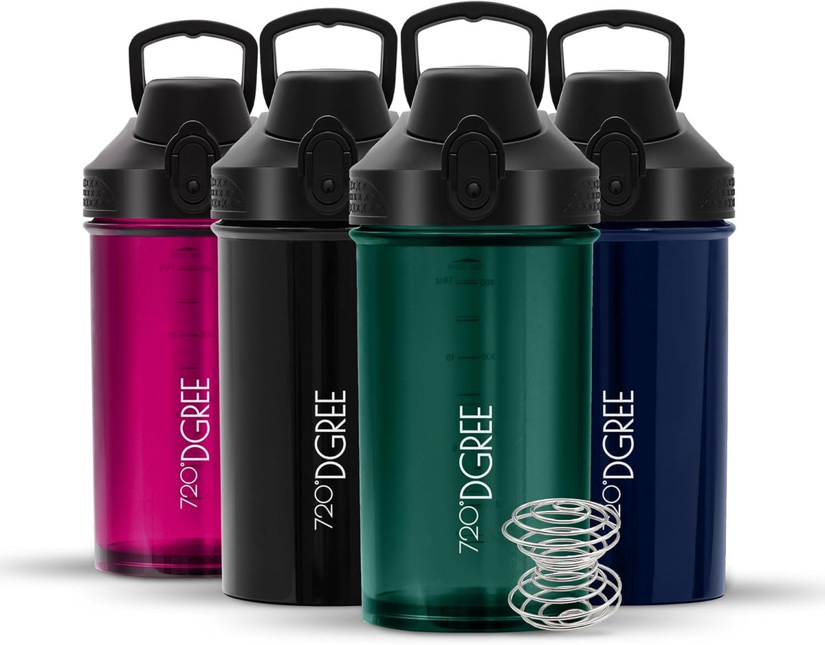 Thijox - 720°DGREE Ubershaker - Lekvrij, BPA-vrij, Eiwitshaker, Spiraalmixer voor Romige Shakes, Fitness, Gym, Eenvoudige Reiniging, Poedervak, Blauw