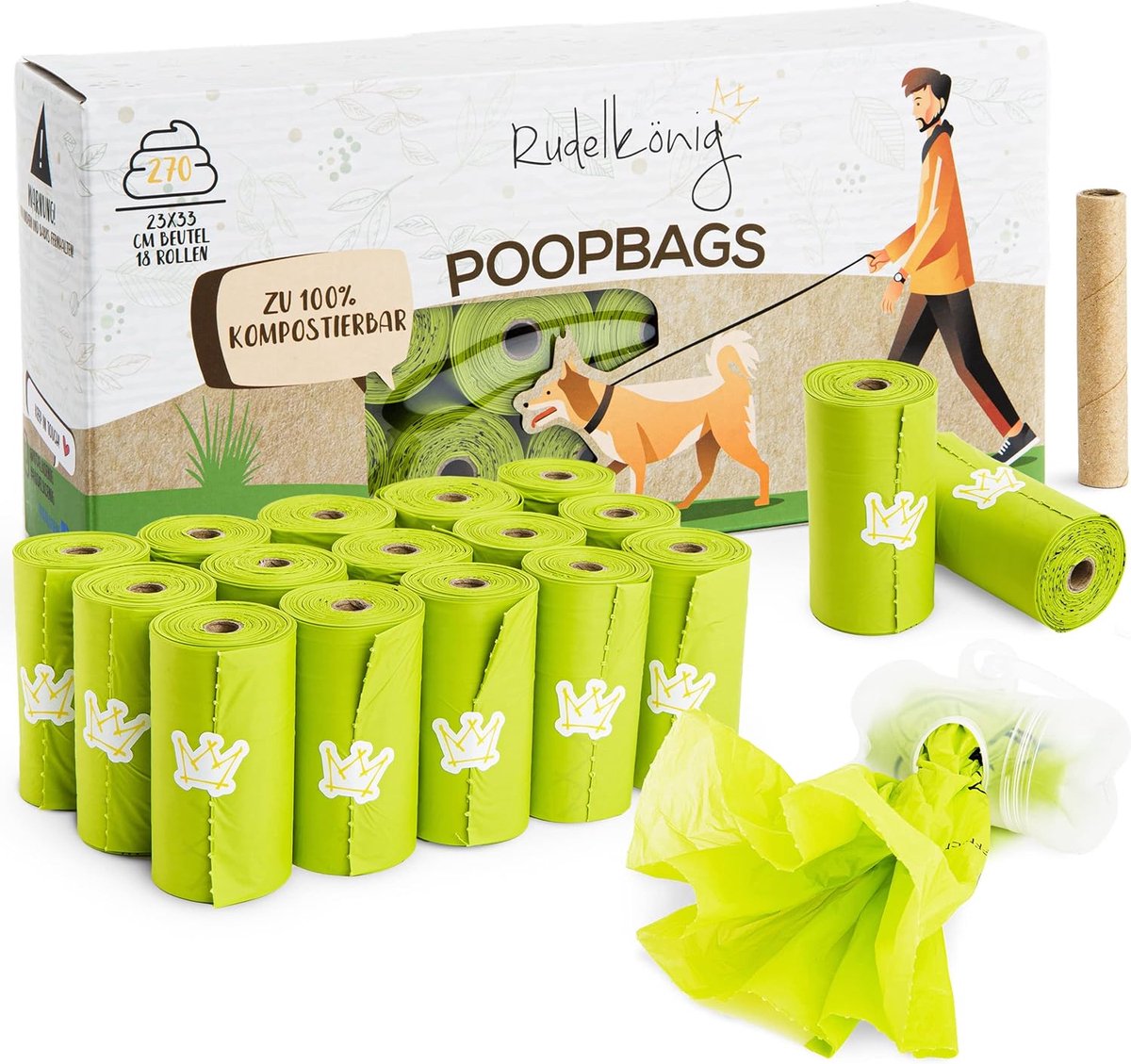 Thijox - Hondenpoepzakjes - 270 Extra Sterke Poepzakjes van Gerecycled Plastic met Gratis Dispenser - Milieuvriendelijke Hondenpoepzakjes voor Wandele