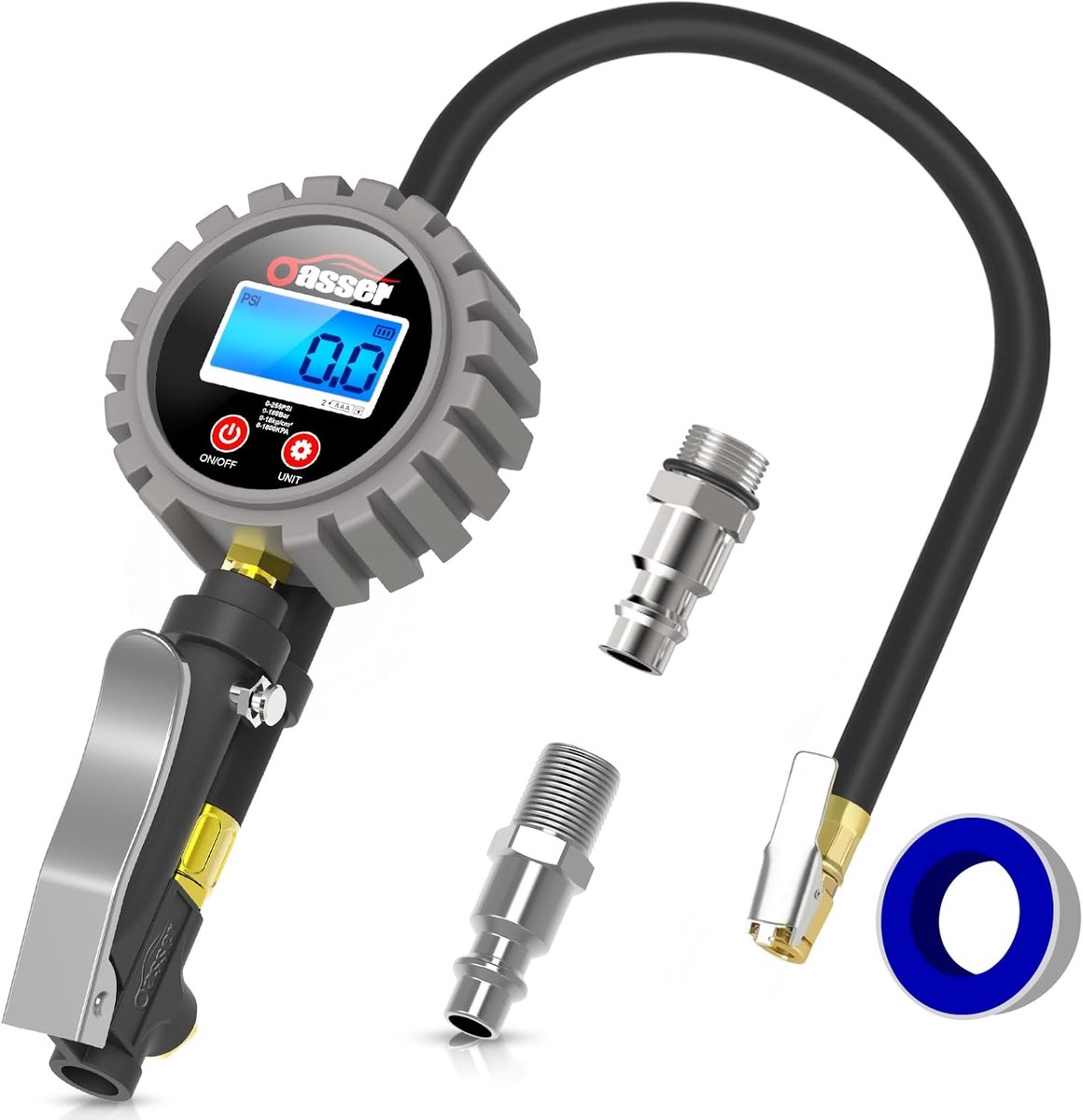 Thijox - Digitale Bandenspanningsmeter 255 PSI - Nauwkeurige Bandenspanningsmeter voor Auto, Motorfiets, Fiets - LCD Display, US & EU Standaardaanslui