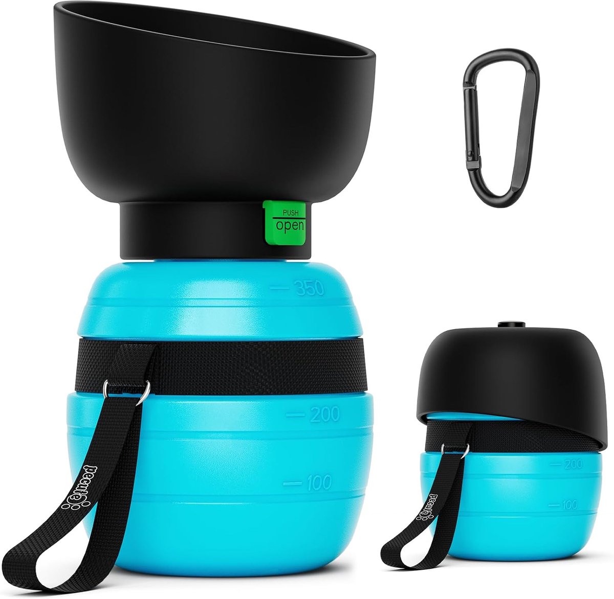SnelShoppen - Drinkfles voor Honden Onderweg - Opvouwbare Siliconen Waterfles met Bakje - 350ml - Blauw - Perfect voor Wandelen, Camping, Reizen