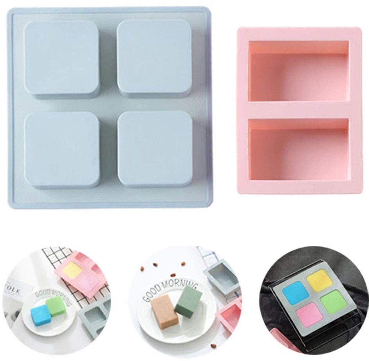 Dailygoods- Siliconen Mal Hoge Kwaliteit - Rechthoekige/Vierkante Vorm - BPA-vrij - Temperatuurbestendig - Geschikt voor Oven/Vriezer - 2 Stuks - Zeepvorm