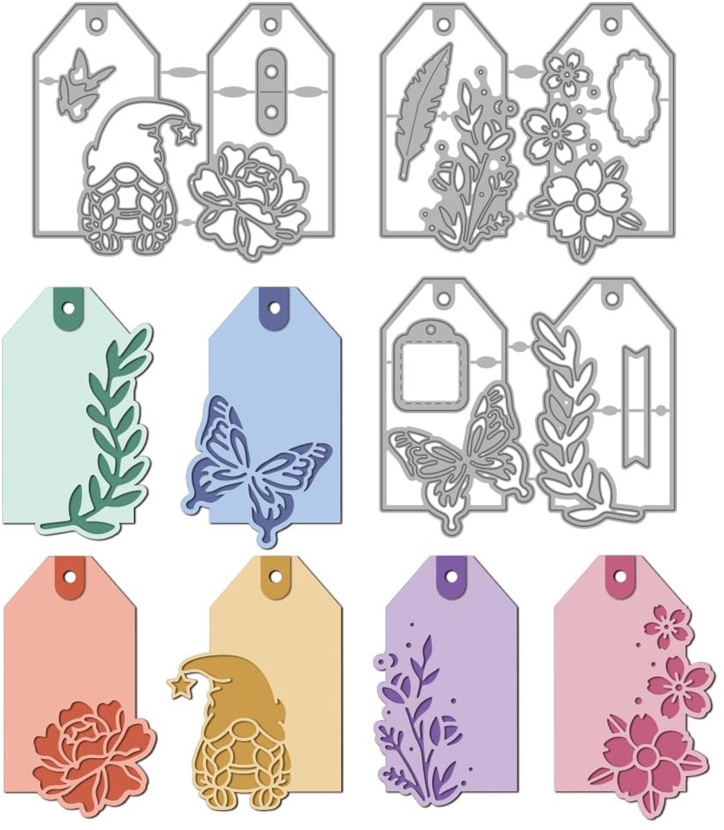 Dailygoods- Embossjabloon Koolstofstaal - Stansvormen - Hangende Etiketten - Decoratieve Mallen - Gemengde Vormen - Afmetingen 122 x 102 mm - Stansvorm