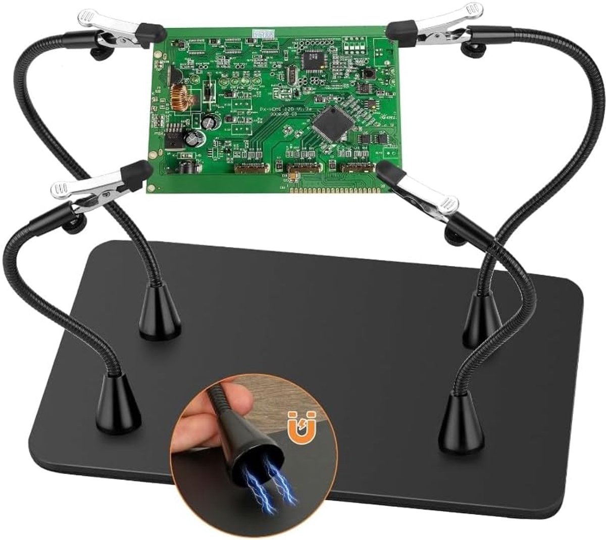SnelShoppen - Super Magnetic Helping Hands Soldering Station met Crocodile Clips, 4 Hulp Handen voor Elektronica Reparatie, Hobby en Solderen