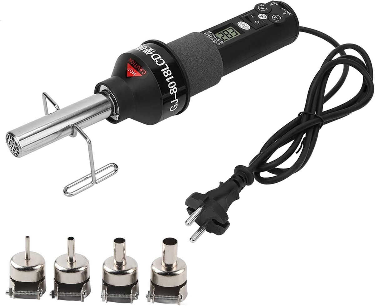 Thijox - 220V 450W Heteluchtpistool - LCD Verstelbare Elektronische Heat Gun voor Desolderen, Soldeerstation, IC, SMD, BGA - Professioneel Gereedschap