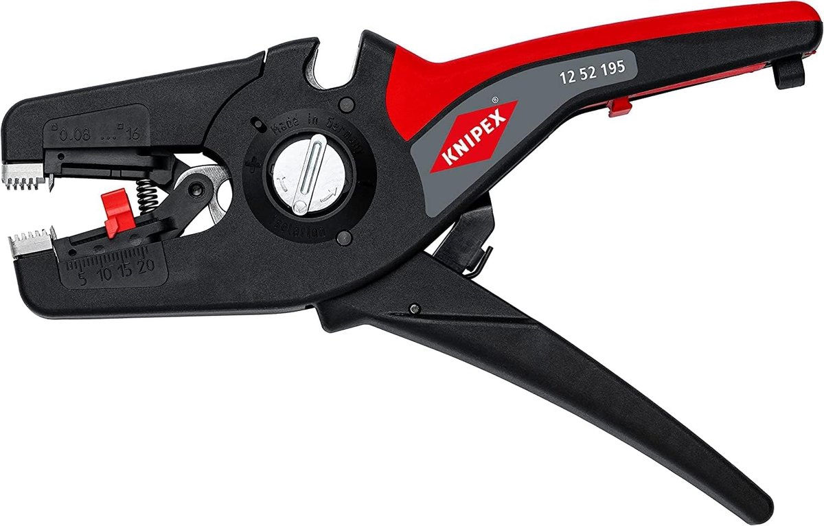 Thijox - Knipex PreciStrip16 Automatische Afstriptang 195 mm - Kabelstripper voor Dunne en Solide Kabels - Capaciteit 0,08 tot 16 mm² - Precisie Geree