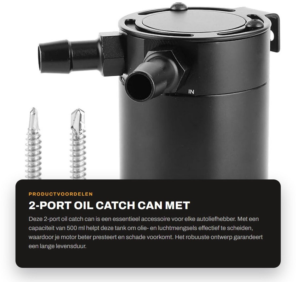 Dailygoods- Olie Catch Can 500ml - Aluminium Reservoir - 2-Port - Universeel Accessoire - Motorbescherming - Schokbestendig en Duurzaam - Olieopvangtank