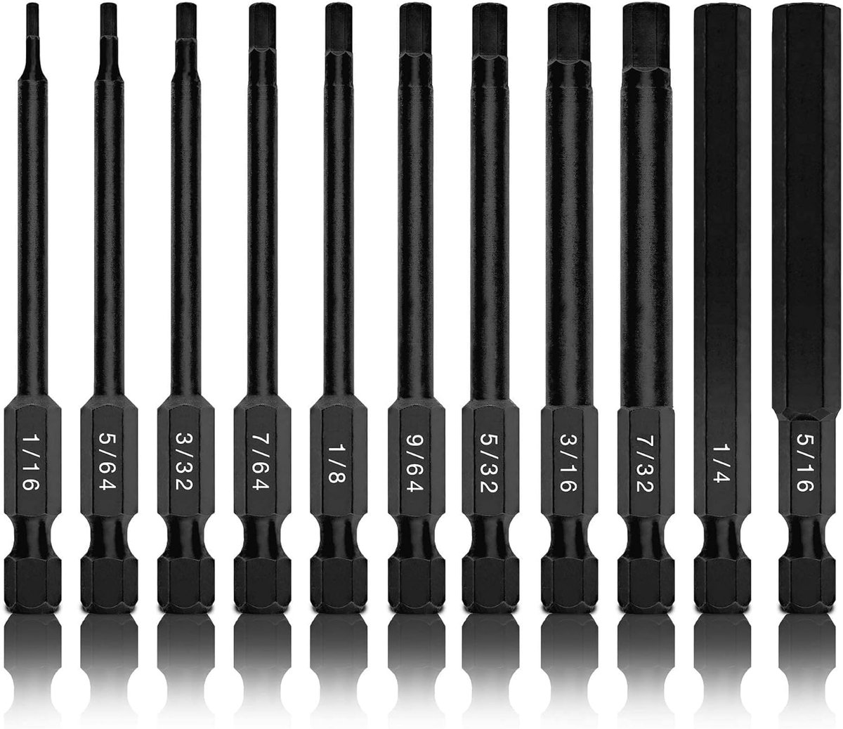 Thijox - Inbussleutels Set van 11 Zeskant-Boren, SAE Maten 1/16 tot 5/16 Inch, Magnetisch, 3 Inch Snel Span Schroeven, S2-Staal - Voor Doe-Het-Zelf, M