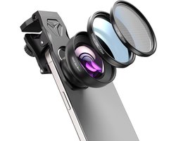 Thijox - APEXEL HB100 Ultra Macro-objectief voor mobiele telefoons - 52 mm CPL- en sterfilter, F1.05-diafragma, AF-coating - Compatibel met de meeste