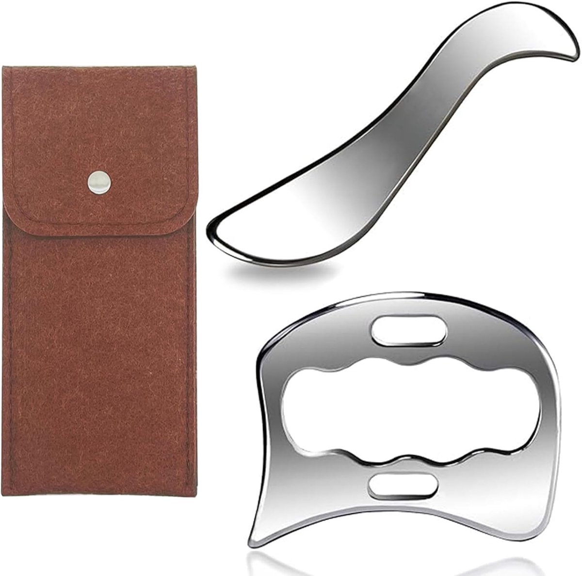 SnelShoppen - Gua Sha 2 Stuks RVS Spieren Scrapers, Guasha Body Instrumenten voor Spierontspanning en Pijnverlichting, Verbetering van Spanning, Massa